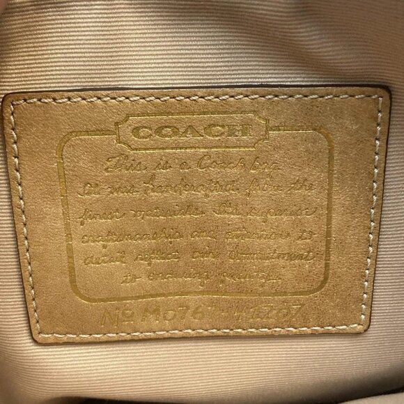 COACH Signature Stripe Solid Swing Pack 41207 Khaki Cream Jacquard Leather - Picture 8 of 9